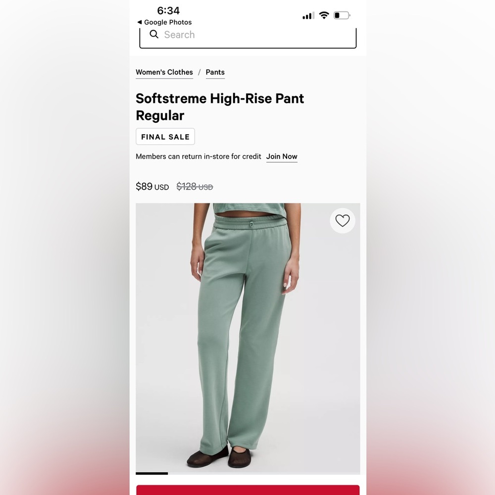 Lululemon Athletica Teal Track Pants Softstreme ™ High-Rise
Pant *Regular size4